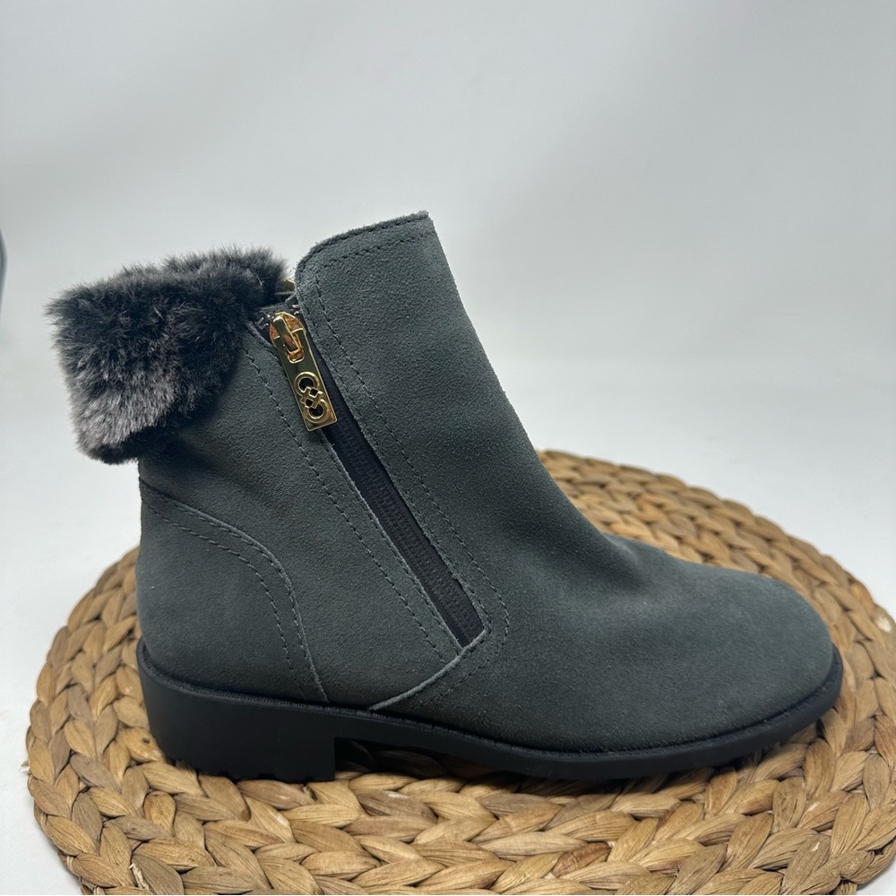 COLE HAAN Quinney Waterproof Gray Suede Faux Fur Ankle Bootie Size 7
